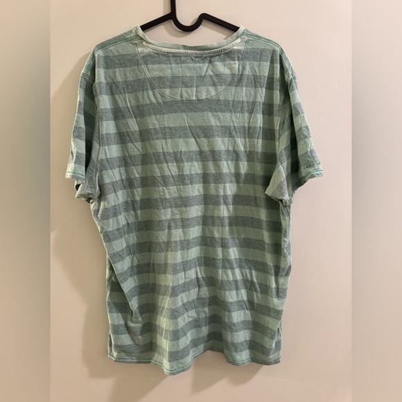 Guess Green Striped V-Neck Tee - Picture 2 of 3